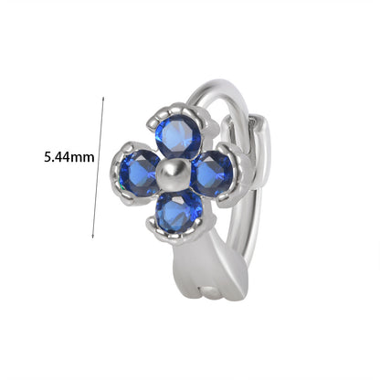 1 Piece Elegant Flower Butterfly Inlay Stainless Steel Zircon Earrings