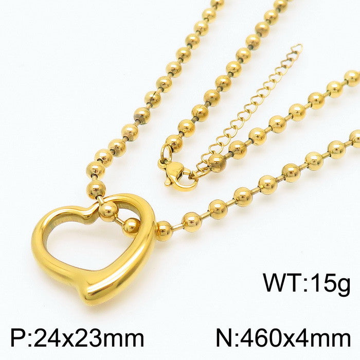 Casual Vacation Heart Shape Titanium Steel Plating 18k Gold Plated Bracelets Necklace