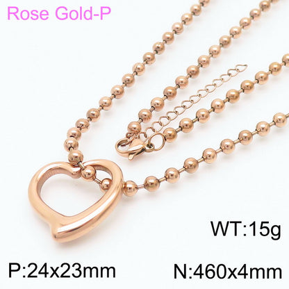 Casual Vacation Heart Shape Titanium Steel Plating 18k Gold Plated Bracelets Necklace