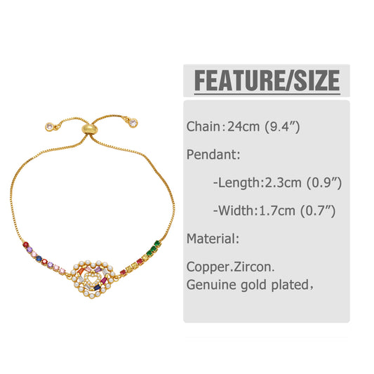 Fashion Simple Style Cross Devil's Eye Heart Shape Copper Plating Inlay Zircon 18k Gold Plated Bracelets