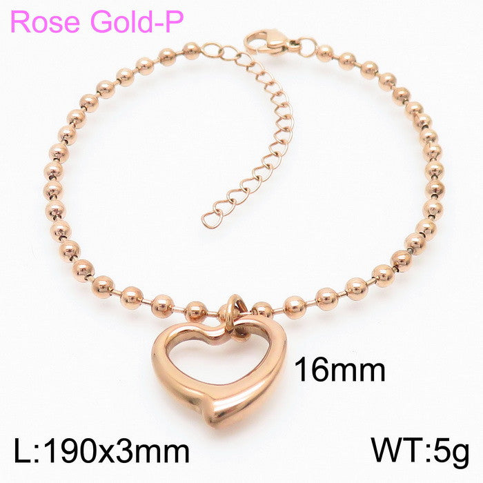 Casual Vacation Heart Shape Titanium Steel Plating 18k Gold Plated Bracelets Necklace