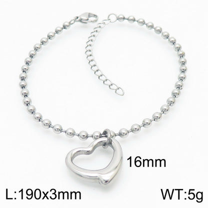 Casual Vacation Heart Shape Titanium Steel Plating 18k Gold Plated Bracelets Necklace