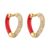 1 Pair Elegant Heart Shape Enamel Plating Inlay Copper Zircon Gold Plated Earrings