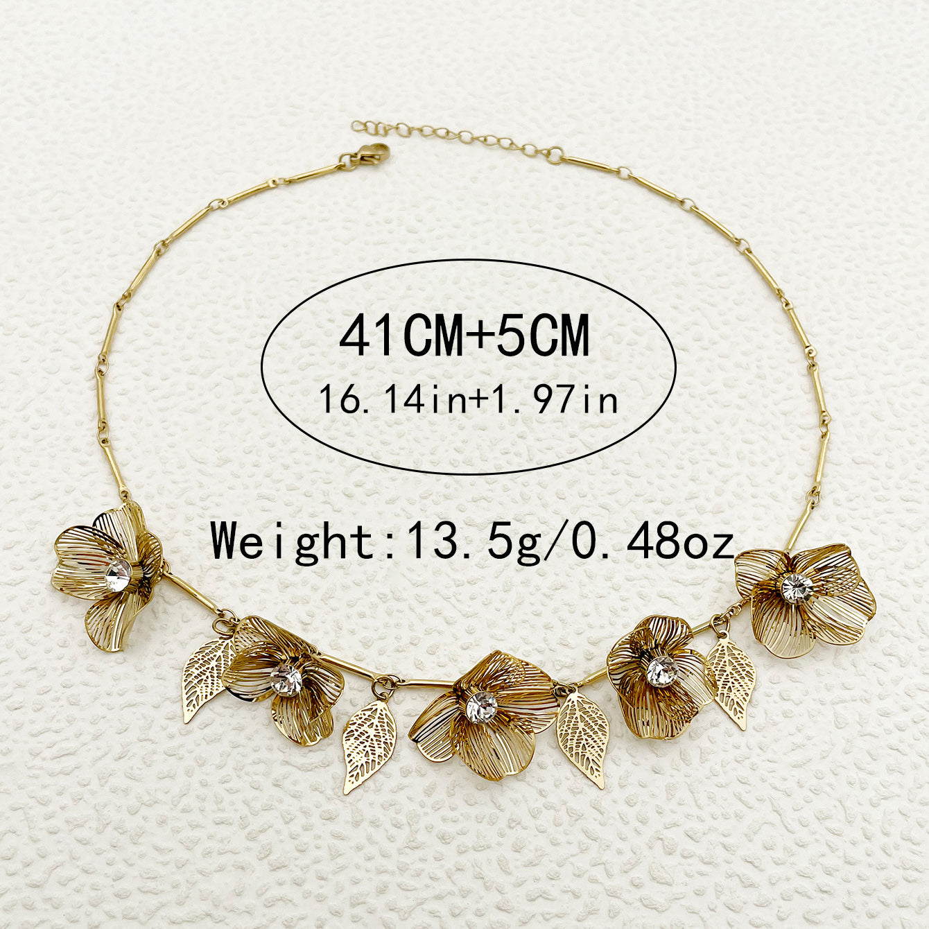 Vintage Style Roman Style Flower Stainless Steel Plating Hollow Out Gold Plated Necklace