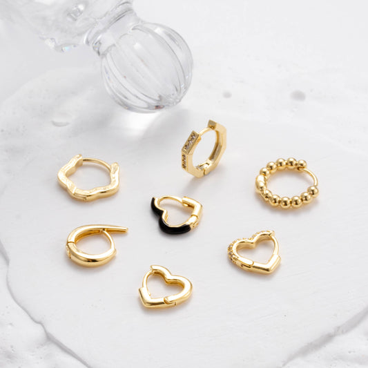1 Piece Korean Style Round Heart Shape Inlay Stainless Steel Zircon 18k Gold Plated Earrings