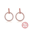 1 Pair Simple Style Circle Round Plating Inlay Sterling Silver Zircon 14k Gold Plated Rose Gold Plated White Gold Plated Drop Earrings