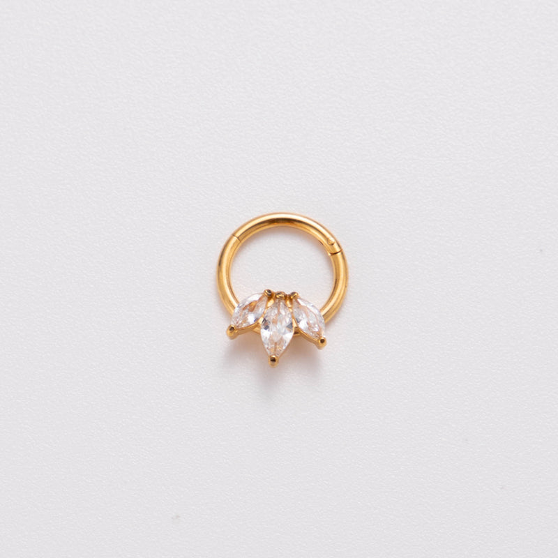 Punk Solid Color Stainless Steel Plating Inlay Zircon 18k Gold Plated Nose Ring