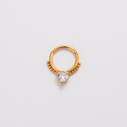 Punk Solid Color Stainless Steel Plating Inlay Zircon 18k Gold Plated Nose Ring