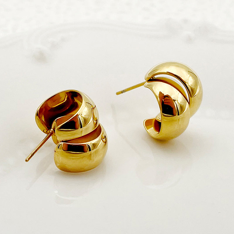 1 Pair Commute C Shape Plating Stainless Steel Gold Plated Earrings