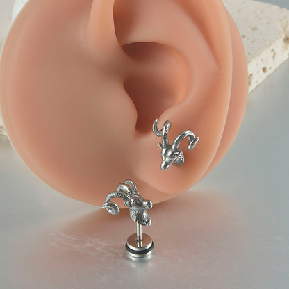 1 Piece Simple Style Rabbit Cattle Sheep Plating Stainless Steel Gold Plated Cartilage Earrings