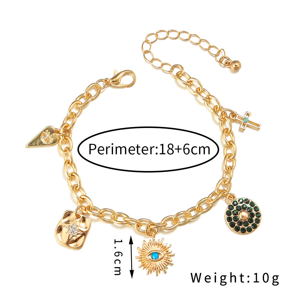 Funny Devil's Eye Gold Plated Rhinestones Alloy Wholesale Bracelets