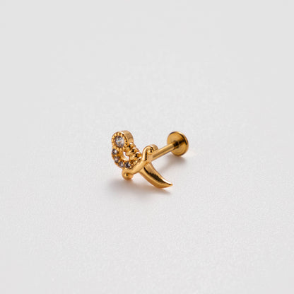 1 Piece Simple Style Heart Shape Flower Bow Knot Inlay Titanium Alloy Zircon Ear Studs