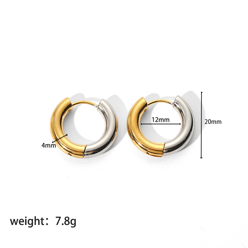 1 Pair Classic Style Round Polishing Plating Stainless Steel 18k Gold Plated Hoop Earrings