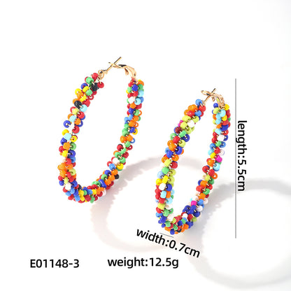 1 Pair Casual Simple Style Streetwear Geometric Round Plating Stainless Steel Hoop Earrings