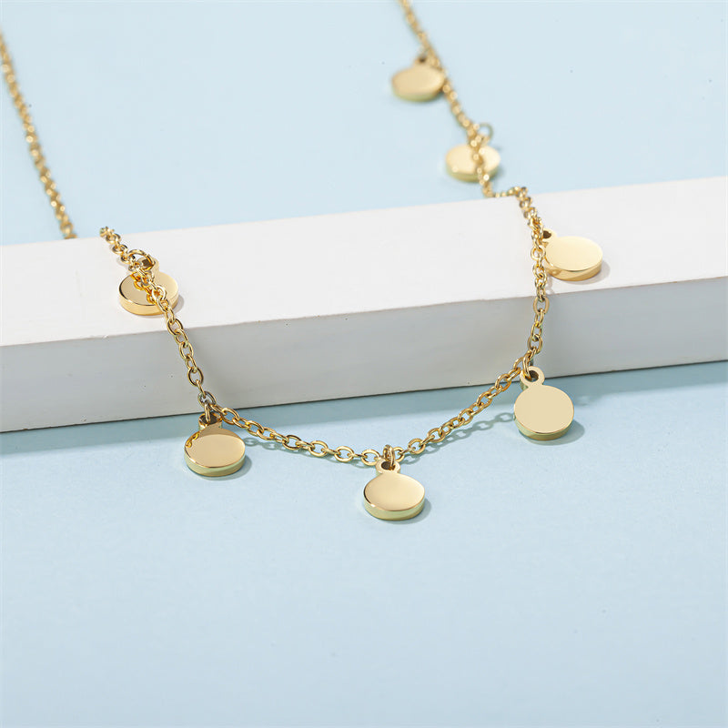 Casual Simple Style Classic Style Round Stainless Steel Titanium Steel Plating Gold Plated Necklace