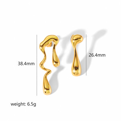 1 Pair Classic Style Geometric Polishing Plating Stainless Steel 18k Gold Plated Drop Earrings