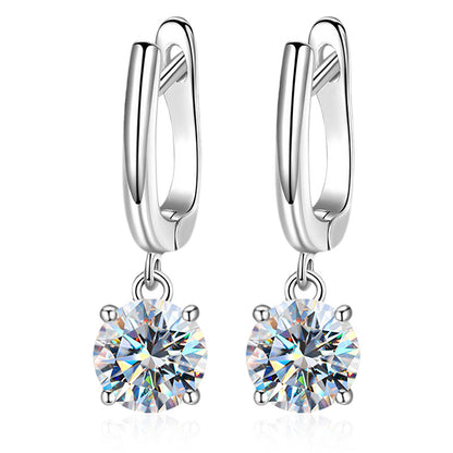 Elegant Geometric Sterling Silver Gra Plating Inlay Moissanite White Gold Plated Drop Earrings