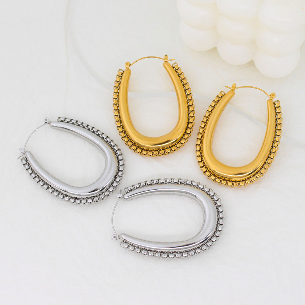 1 Pair Elegant Retro U Shape Plating Stainless Steel Earrings