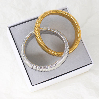 Simple Style Color Block Stainless Steel Plating Bangle