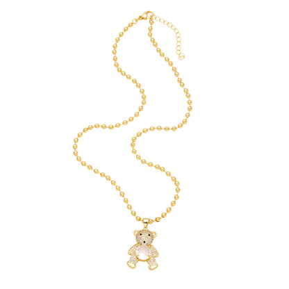 Simple Style Little Bear Copper 18k Gold Plated Zircon Pendant Necklace In Bulk