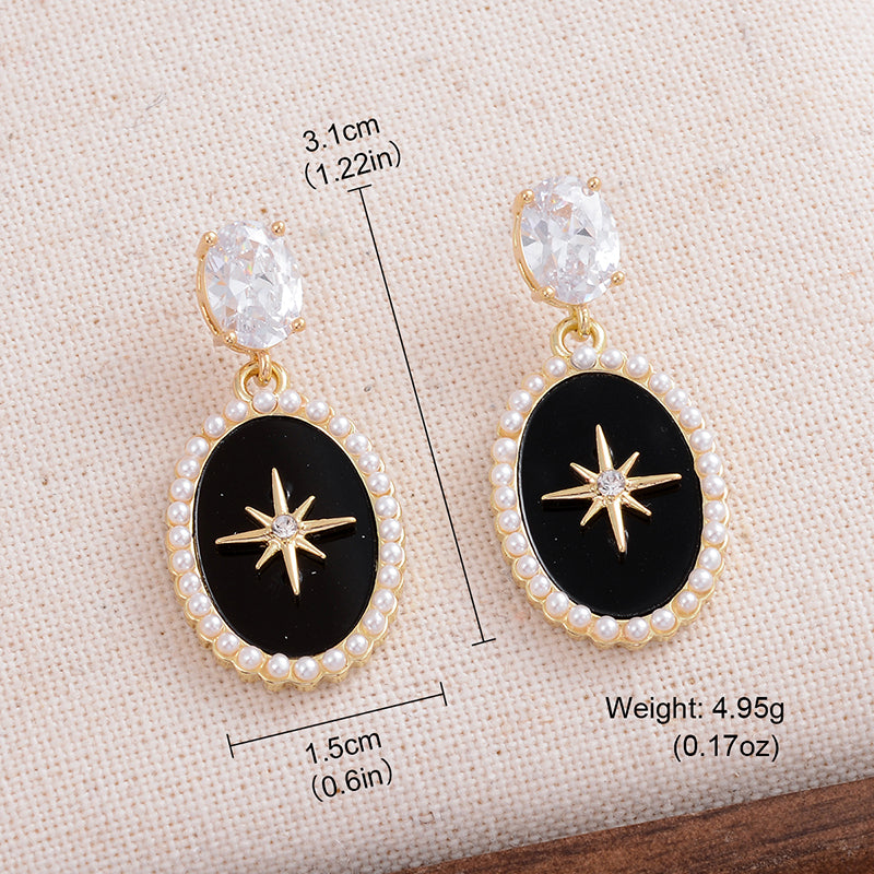 1 Pair Elegant Lady Romantic Geometric Plating Inlay Alloy Pearl Zircon 14k Gold Plated Drop Earrings