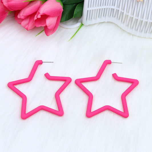 1 Pair Exaggerated Artistic Pentagram Spray Paint Arylic Earrings