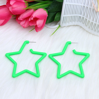 1 Pair Exaggerated Artistic Pentagram Spray Paint Arylic Earrings