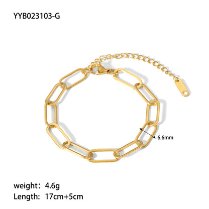 Wholesale Hip-hop Streetwear Solid Color Stainless Steel Plating 18k Gold Plated Bracelets Necklace