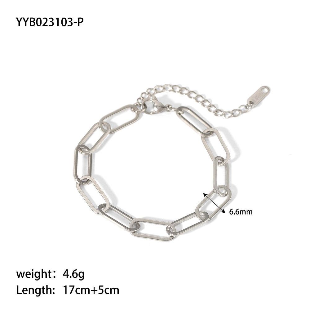 Wholesale Hip-hop Streetwear Solid Color Stainless Steel Plating 18k Gold Plated Bracelets Necklace