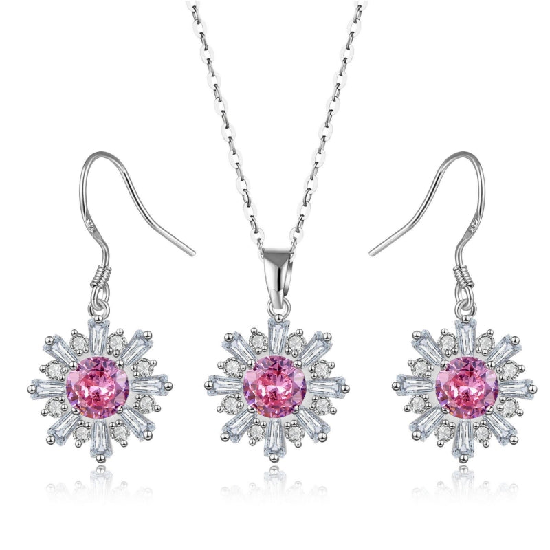 Elegant Lady Simple Style Snowflake Copper Plating Inlay Flakes Zircon Earrings Necklace