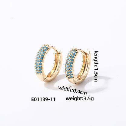 1 Pair Casual Modern Style Round Inlay Copper Zircon Earrings