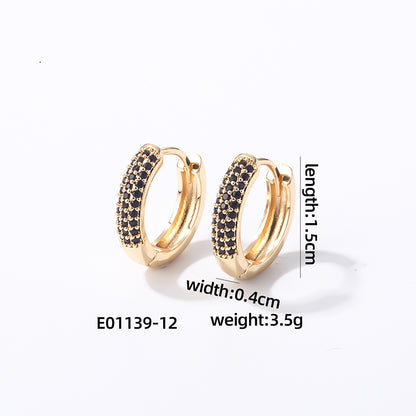 1 Pair Casual Modern Style Round Inlay Copper Zircon Earrings