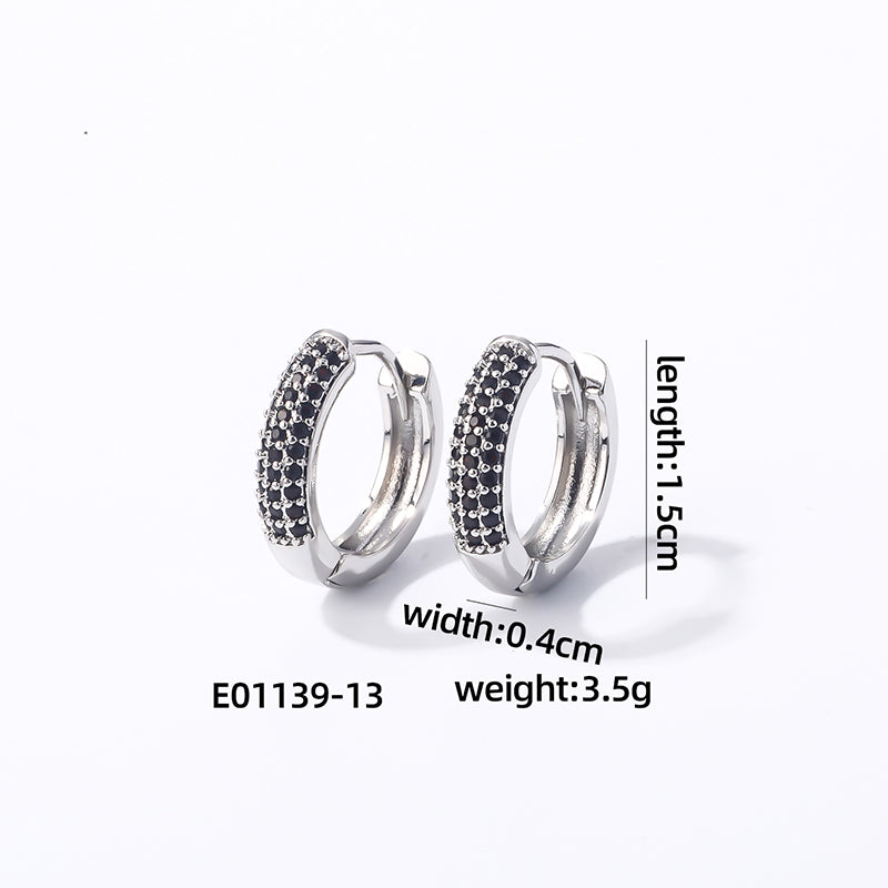 1 Pair Casual Modern Style Round Inlay Copper Zircon Earrings