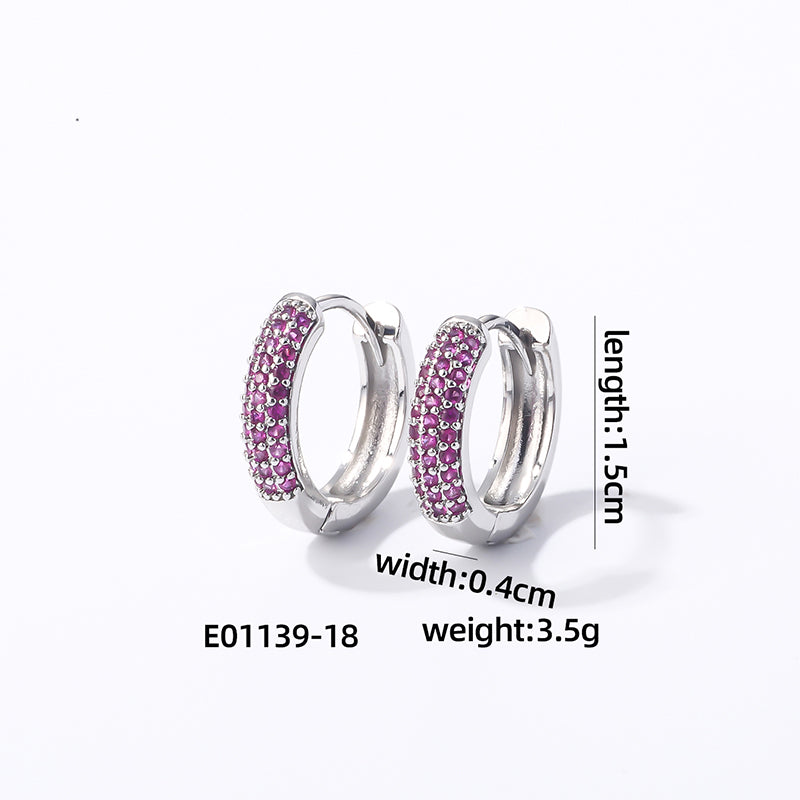 1 Pair Casual Modern Style Round Inlay Copper Zircon Earrings