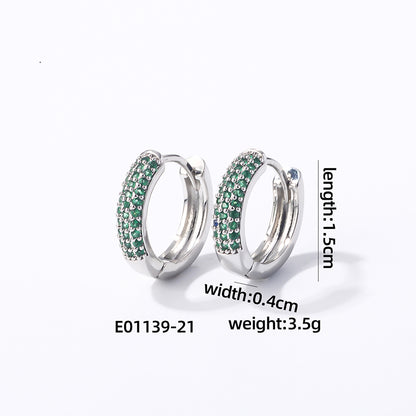 1 Pair Casual Modern Style Round Inlay Copper Zircon Earrings