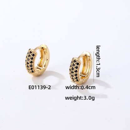 1 Pair Casual Modern Style Round Inlay Copper Zircon Earrings