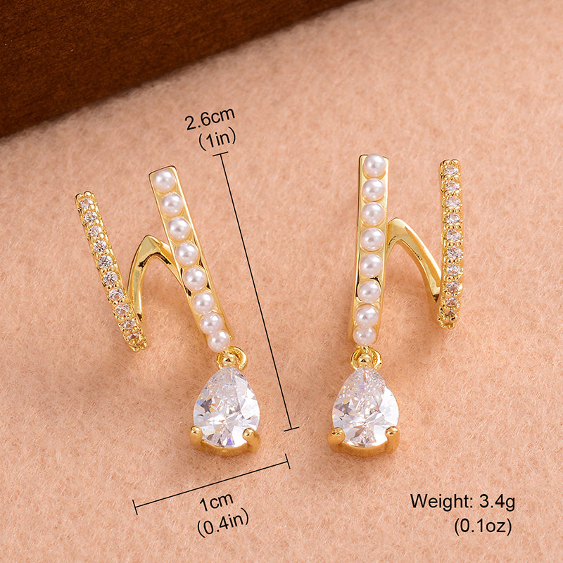 1 Pair Ig Style Elegant Romantic Water Droplets Plating Inlay Copper Artificial Pearls Zircon 14k Gold Plated Drop Earrings