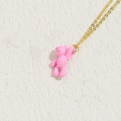 Elegant Luxurious Classic Style Animal Bear Copper 14k Gold Plated Pendant Necklace In Bulk