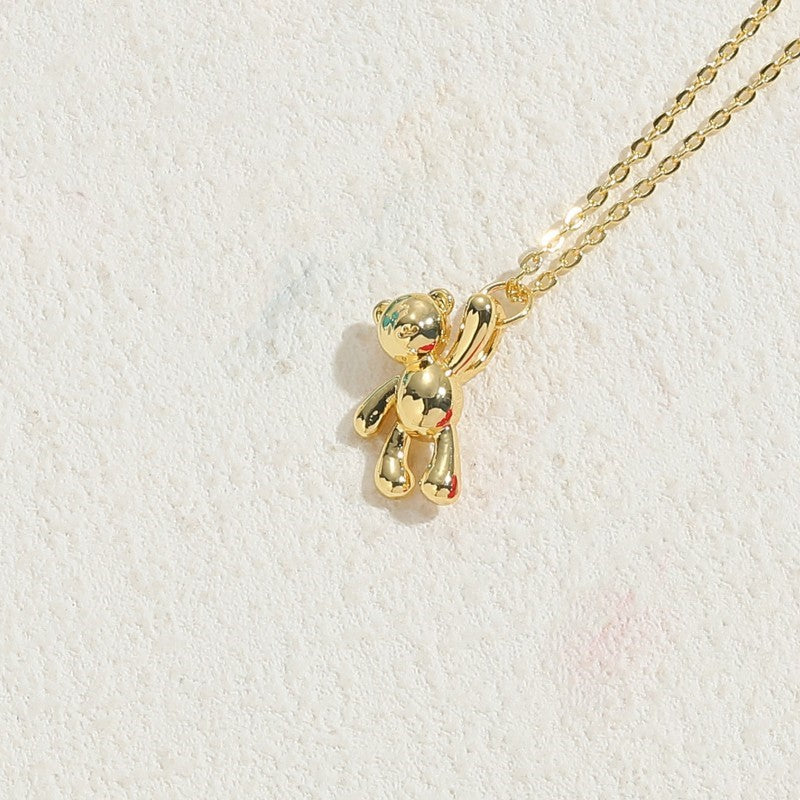 Elegant Luxurious Classic Style Animal Bear Copper 14k Gold Plated Pendant Necklace In Bulk