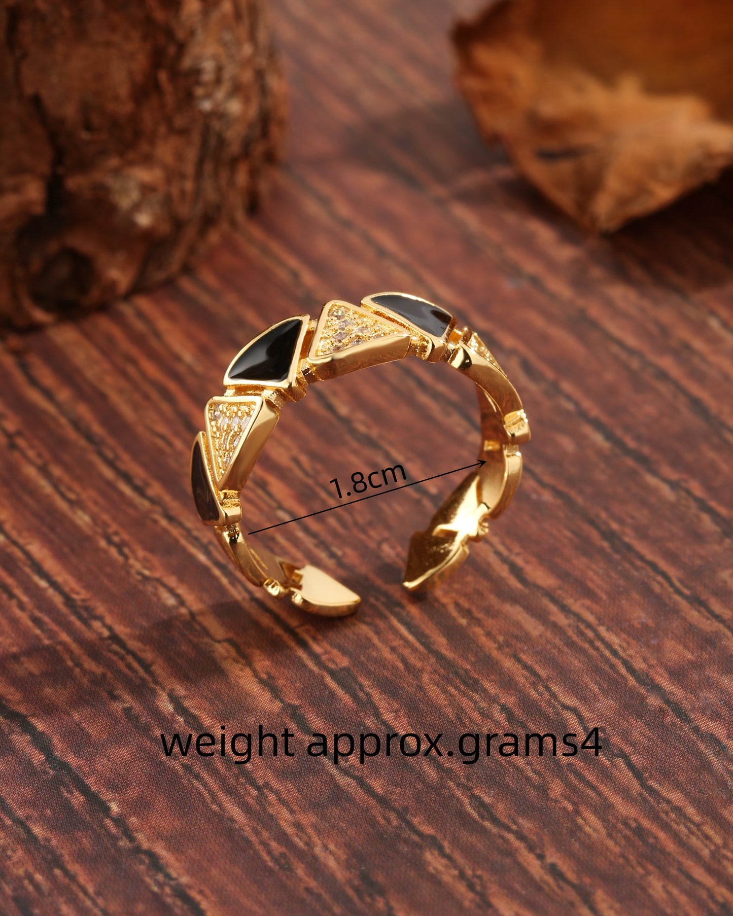 Modern Style Simple Style Korean Style Triangle Copper Plating Inlay Zircon 18k Gold Plated Open Rings