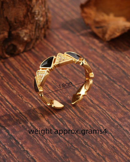 Modern Style Simple Style Korean Style Triangle Copper Plating Inlay Zircon 18k Gold Plated Open Rings