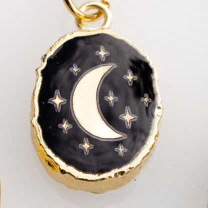 Simple Style Korean Style Star Moon Stainless Steel Enamel Plating Inlay Zircon 18k Gold Plated Pendant Necklace