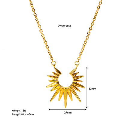 Wholesale Retro Exaggerated Sun Stainless Steel Plating 18k Gold Plated Earrings Necklace