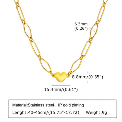 Wholesale Classic Style Heart Shape Stainless Steel Plating 18k Gold Plated Bracelets Necklace