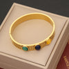 Retro Commute Leaf Round Stainless Steel Opal Bangle In Bulk