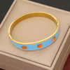 Retro Commute Leaf Round Stainless Steel Opal Bangle In Bulk