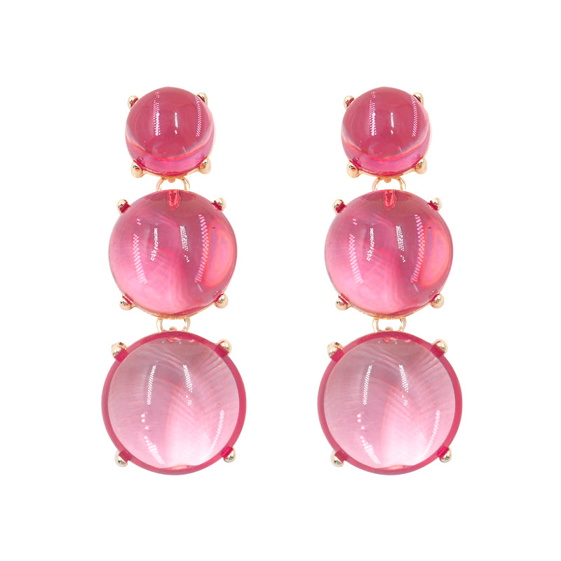 1 Pair Sweet Simple Style Round Inlay Alloy Resin Drop Earrings