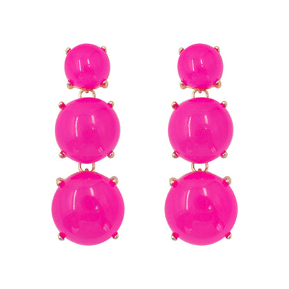 1 Pair Sweet Simple Style Round Inlay Alloy Resin Drop Earrings