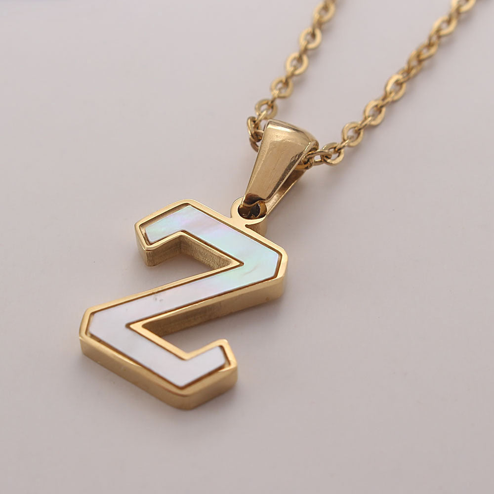 Simple Style Commute Letter Stainless Steel Plating Inlay Shell Gold Plated Pendant Necklace