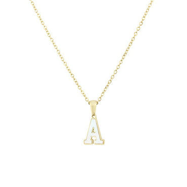 Simple Style Commute Letter Stainless Steel Plating Inlay Shell Gold Plated Pendant Necklace